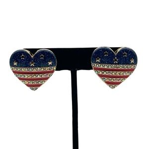 Heart-Shaped Patriotic Earrings